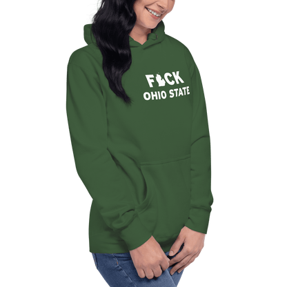 'F*ck Ohio State' Hoodie (White/Navy Type w/ Lower Peninsula Outline ) | Unisex Premium - Circumspice Michigan