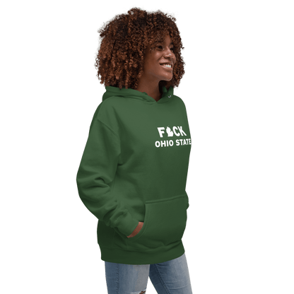 'F*ck Ohio State' Hoodie (White/Navy Type w/ Lower Peninsula Outline ) | Unisex Premium - Circumspice Michigan