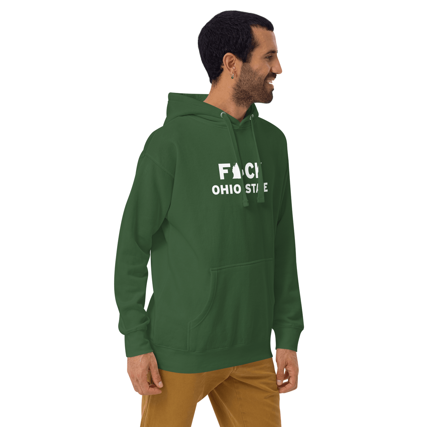 'F*ck Ohio State' Hoodie (White/Navy Type w/ Lower Peninsula Outline ) | Unisex Premium - Circumspice Michigan