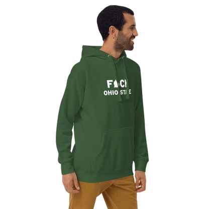 'F*ck Ohio State' Hoodie (White/Navy Type w/ Lower Peninsula Outline ) | Unisex Premium - Circumspice Michigan