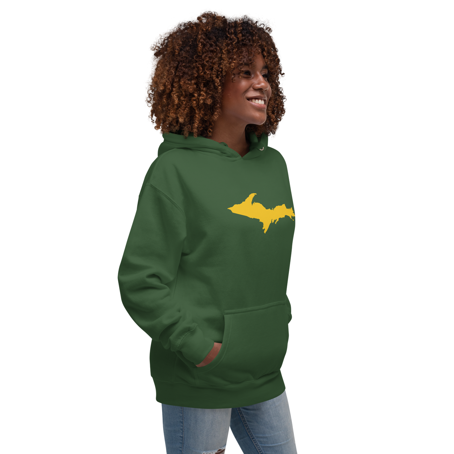 Upper Peninsula Hoodie (w/ Gold UP Outline) | Unisex Premium