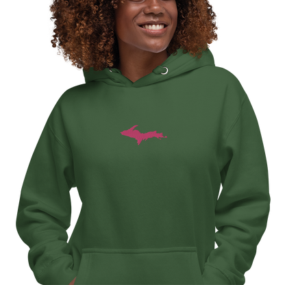 Michigan Upper Peninsula Hoodie (w/ Embroidered Pink UP Outline) | Unisex Premium