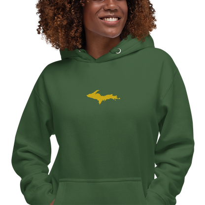 Michigan Upper Peninsula Hoodie (w/ Embroidered Gold UP Outline) | Unisex Premium