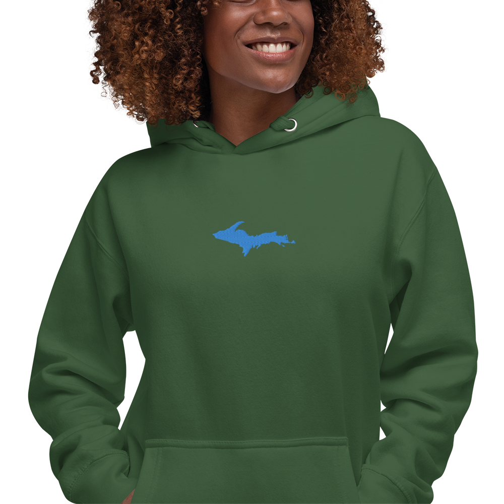 Michigan Upper Peninsula Hoodie (w/ Embroidered Azure UP Outline) | Unisex Premium