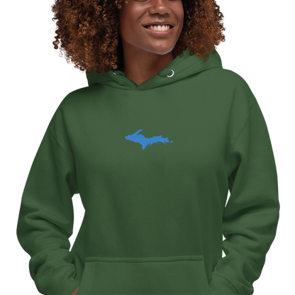 Michigan Upper Peninsula Hoodie (w/ Embroidered Azure UP Outline) | Unisex Premium