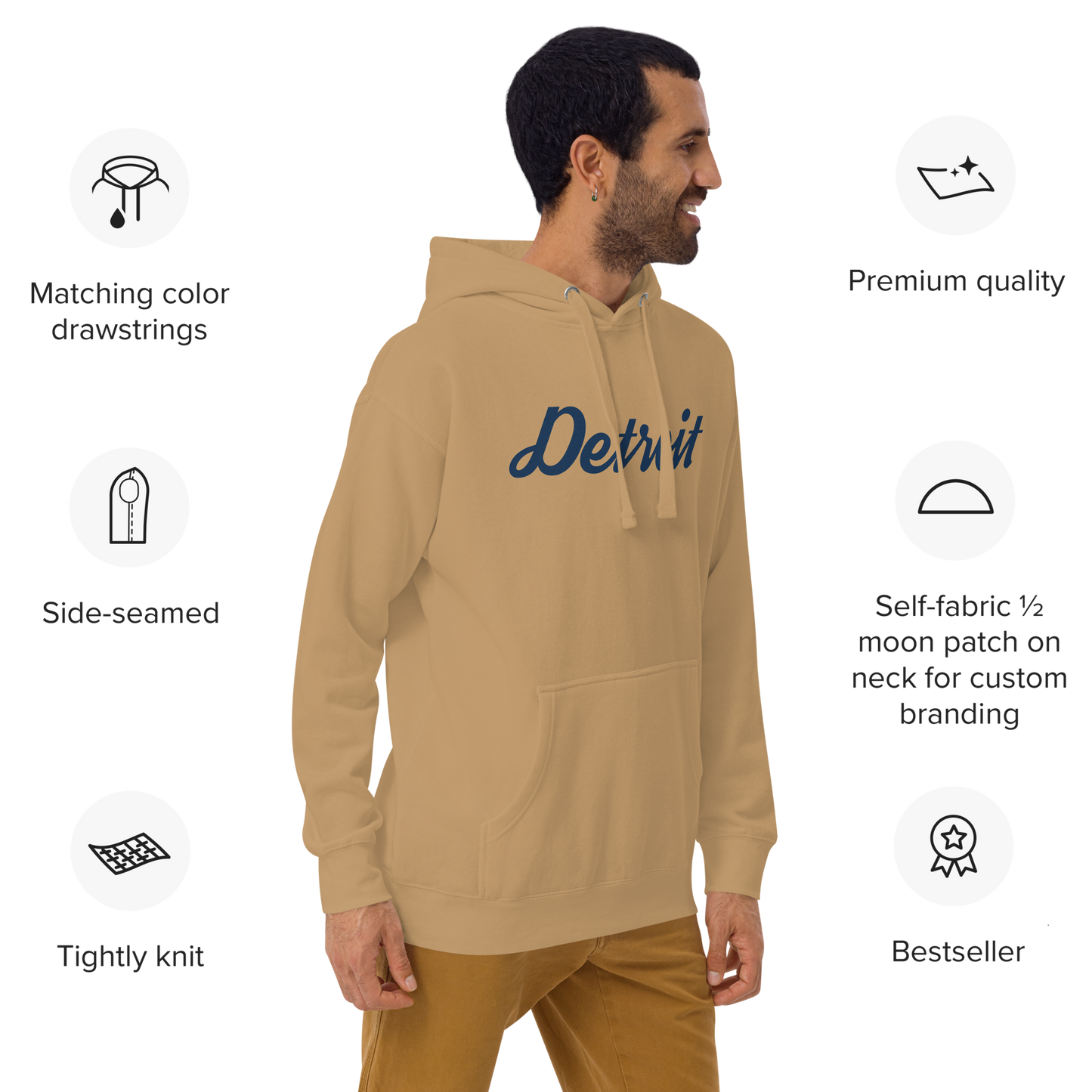 'Detroit' Unisex Premium Hoodie (Script Font)