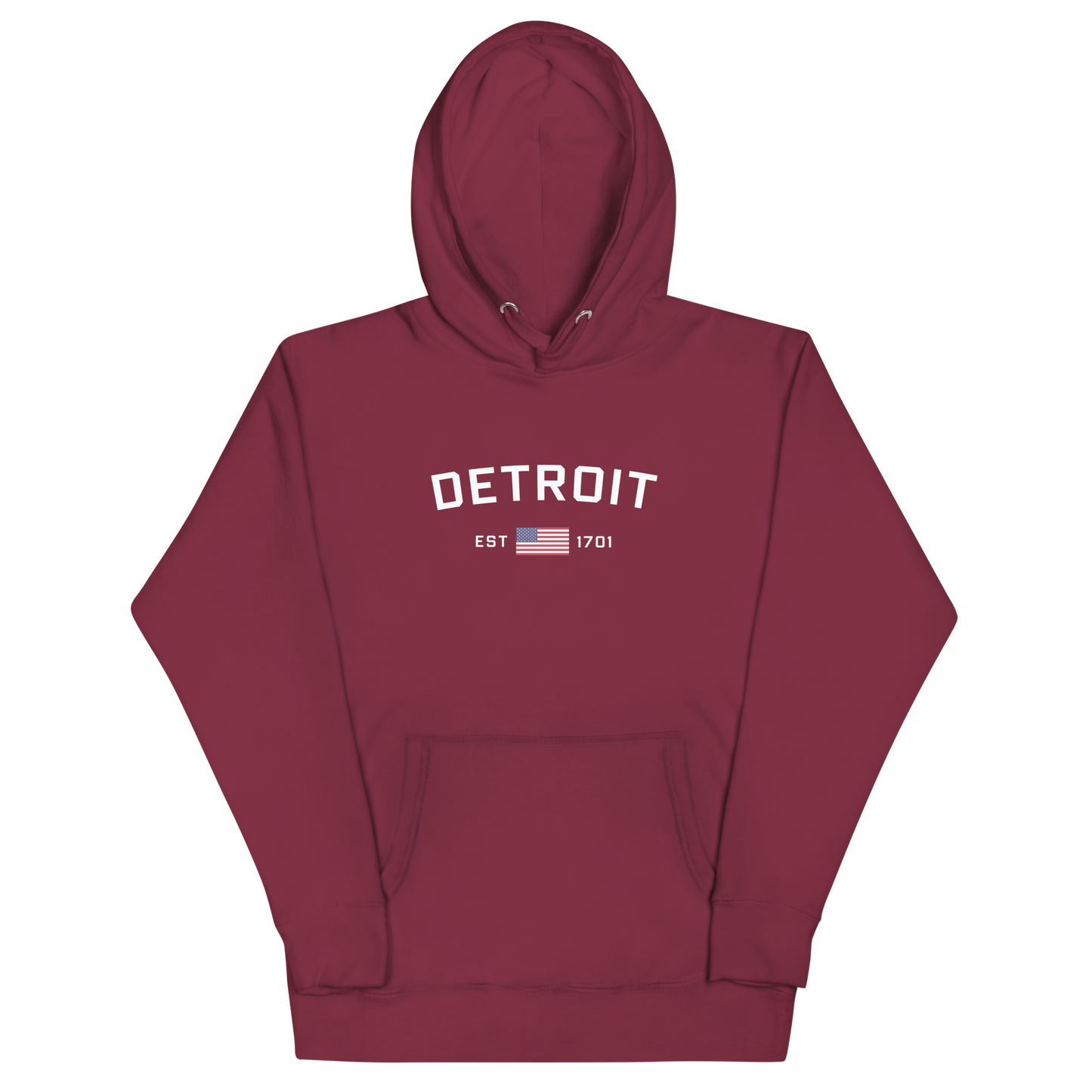 'Detroit EST 1701' Unisex Premium Hoodie (w/ United States Flag)