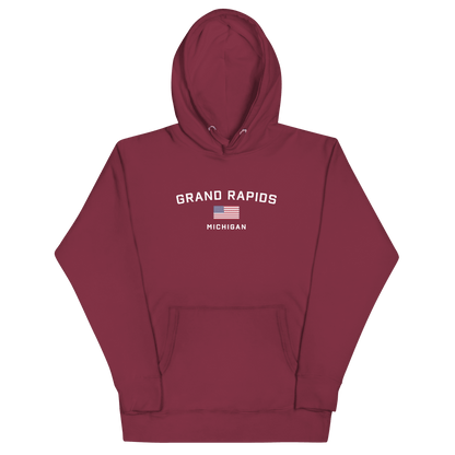 'Grand Rapids Michigan' Hoodie (w/ USA Flag) | Unisex Premium - Circumspice Michigan