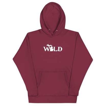 Michigan 'Wild' Hoodie (Woodcut Font w/ MI Outline) | Unisex Premium - Circumspice Michigan