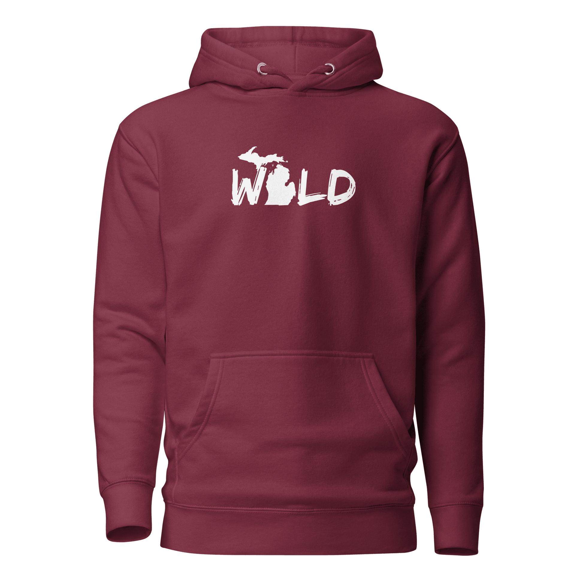 Michigan 'Wild' Hoodie (Paintbrush Font w/ MI Outline) | Unisex Premium - Circumspice Michigan