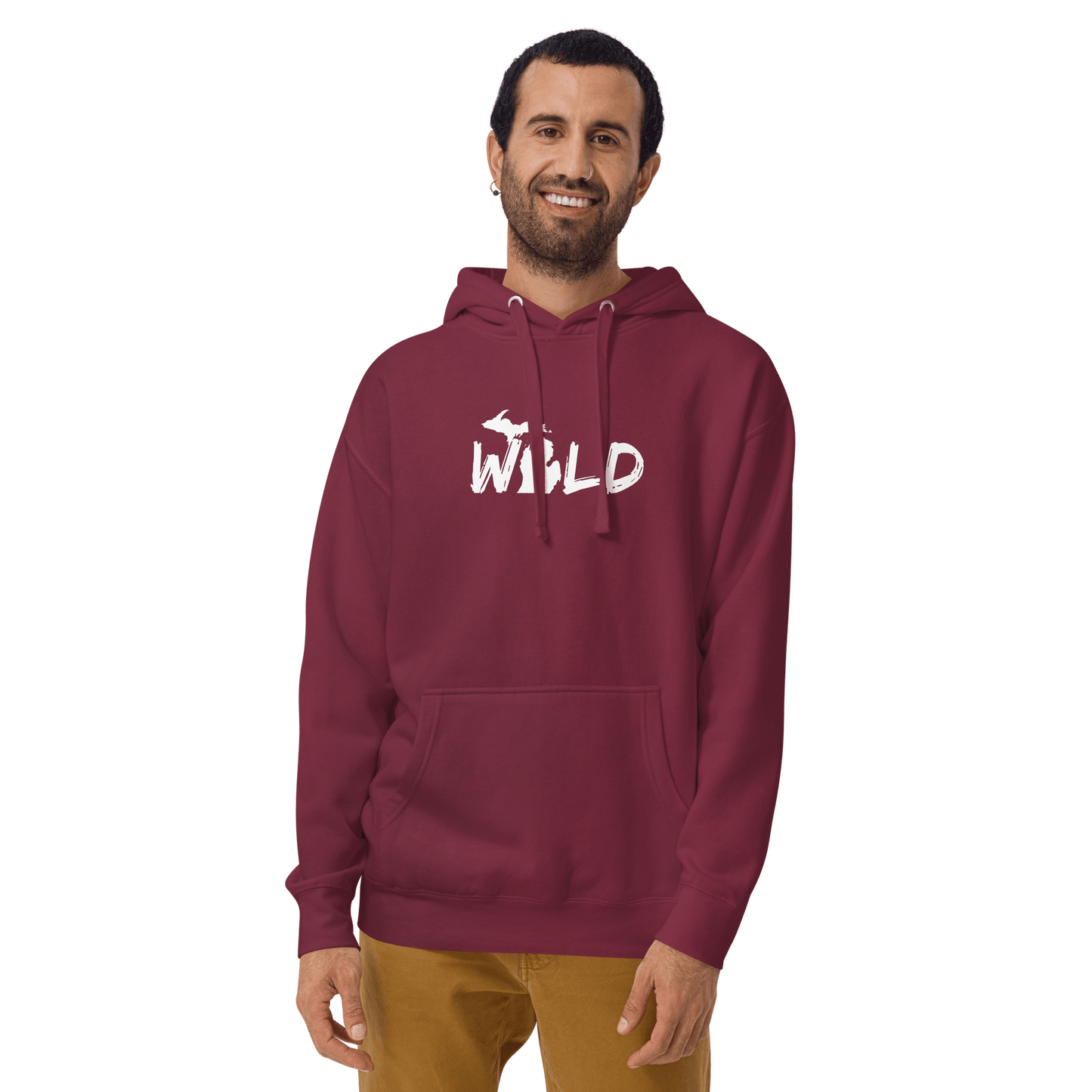 Michigan 'Wild' Hoodie (Paintbrush Font w/ MI Outline) | Unisex Premium - Circumspice Michigan