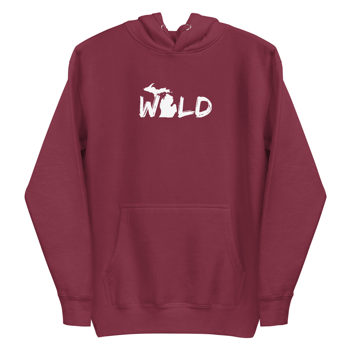 Michigan 'Wild' Hoodie (Paintbrush Font w/ MI Outline) | Unisex Premium - Circumspice Michigan