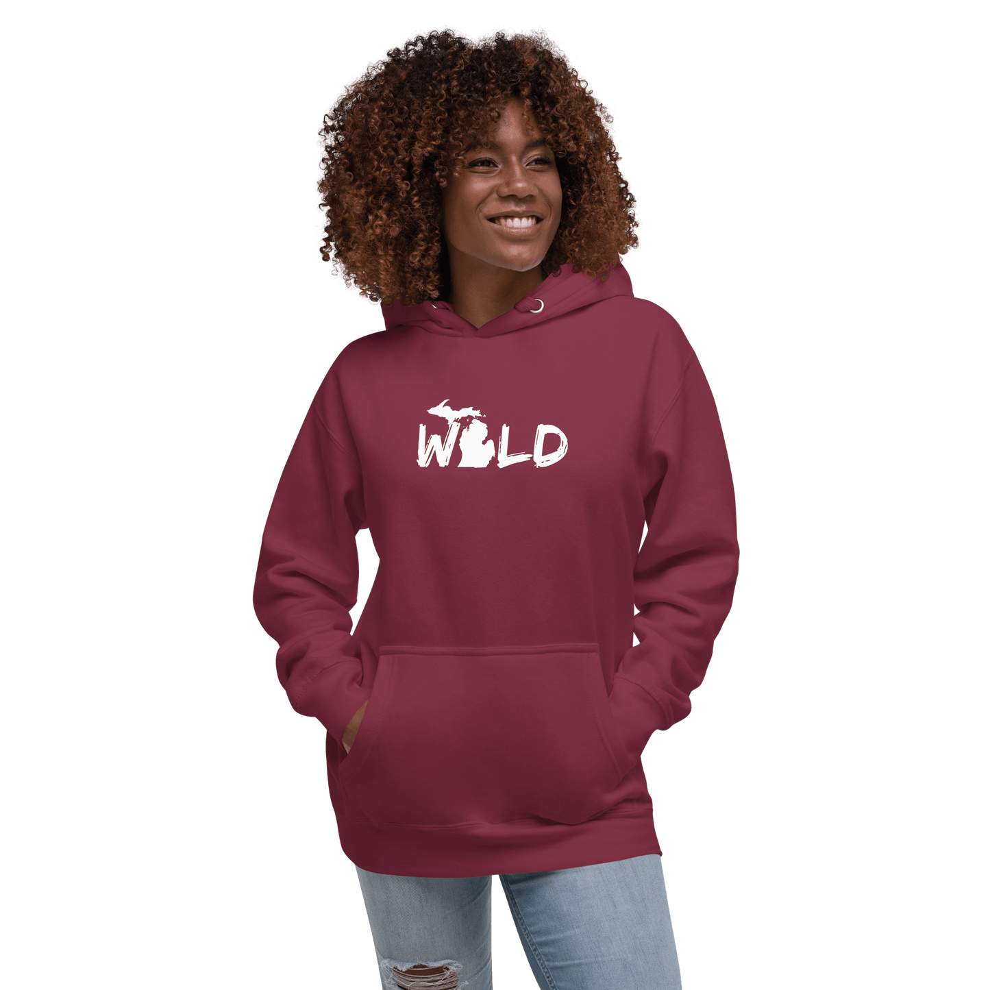 Michigan 'Wild' Hoodie (Paintbrush Font w/ MI Outline) | Unisex Premium - Circumspice Michigan