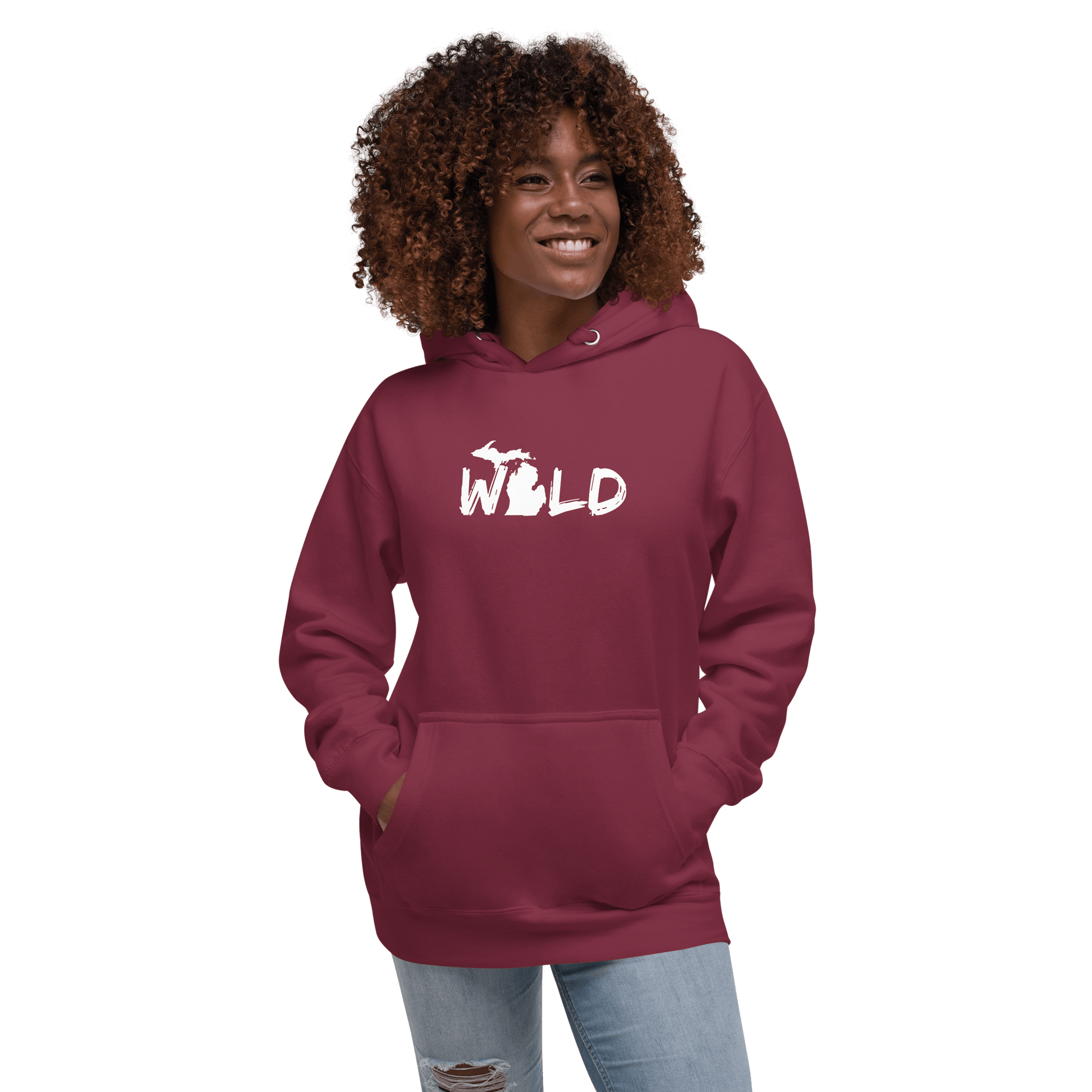 Michigan 'Wild' Hoodie (Paintbrush Font w/ MI Outline) | Unisex Premium - Circumspice Michigan