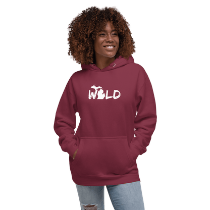 Michigan 'Wild' Hoodie (Paintbrush Font w/ MI Outline) | Unisex Premium - Circumspice Michigan