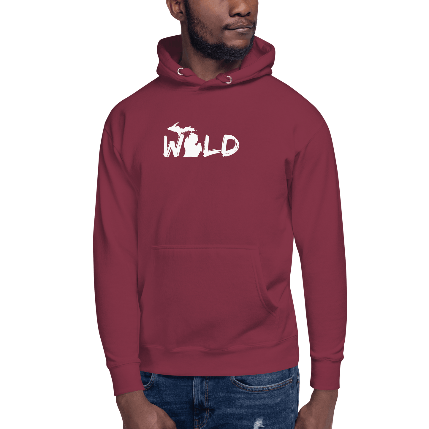 Michigan 'Wild' Hoodie (Paintbrush Font w/ MI Outline) | Unisex Premium - Circumspice Michigan