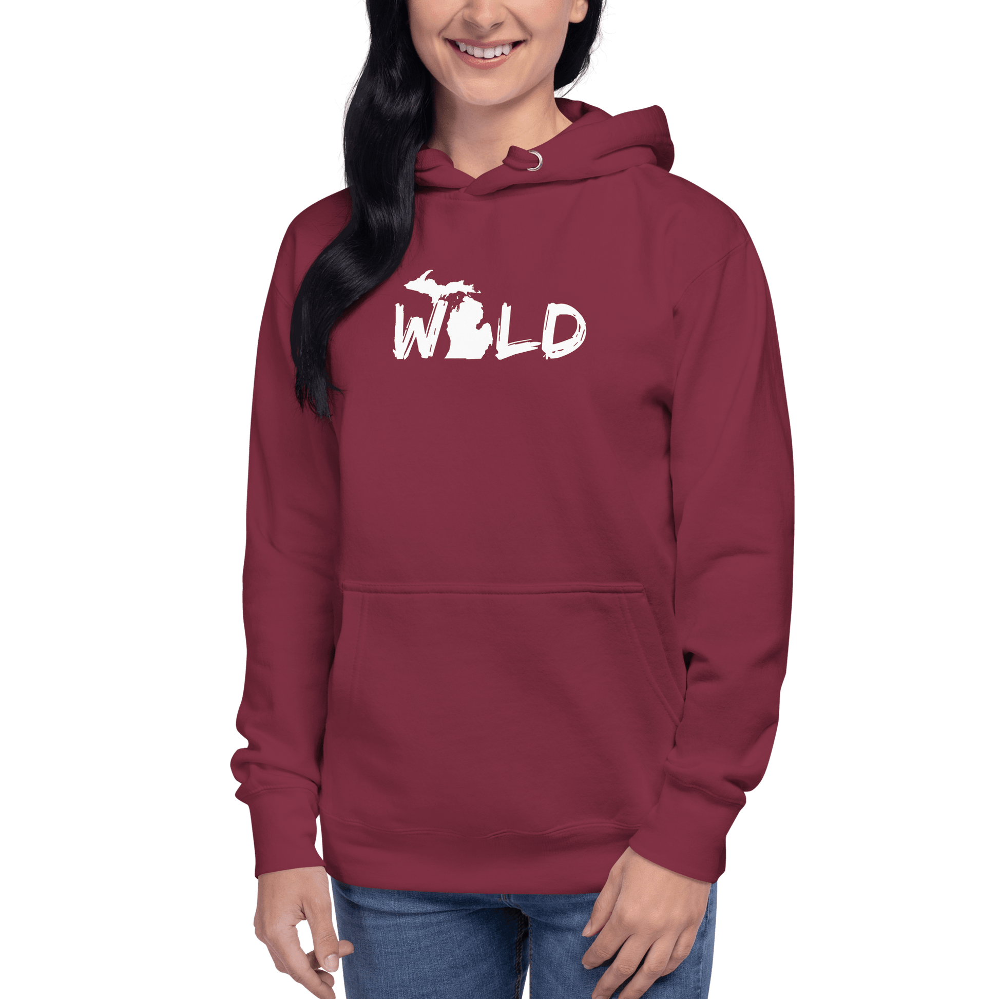 Michigan 'Wild' Hoodie (Paintbrush Font w/ MI Outline) | Unisex Premium - Circumspice Michigan