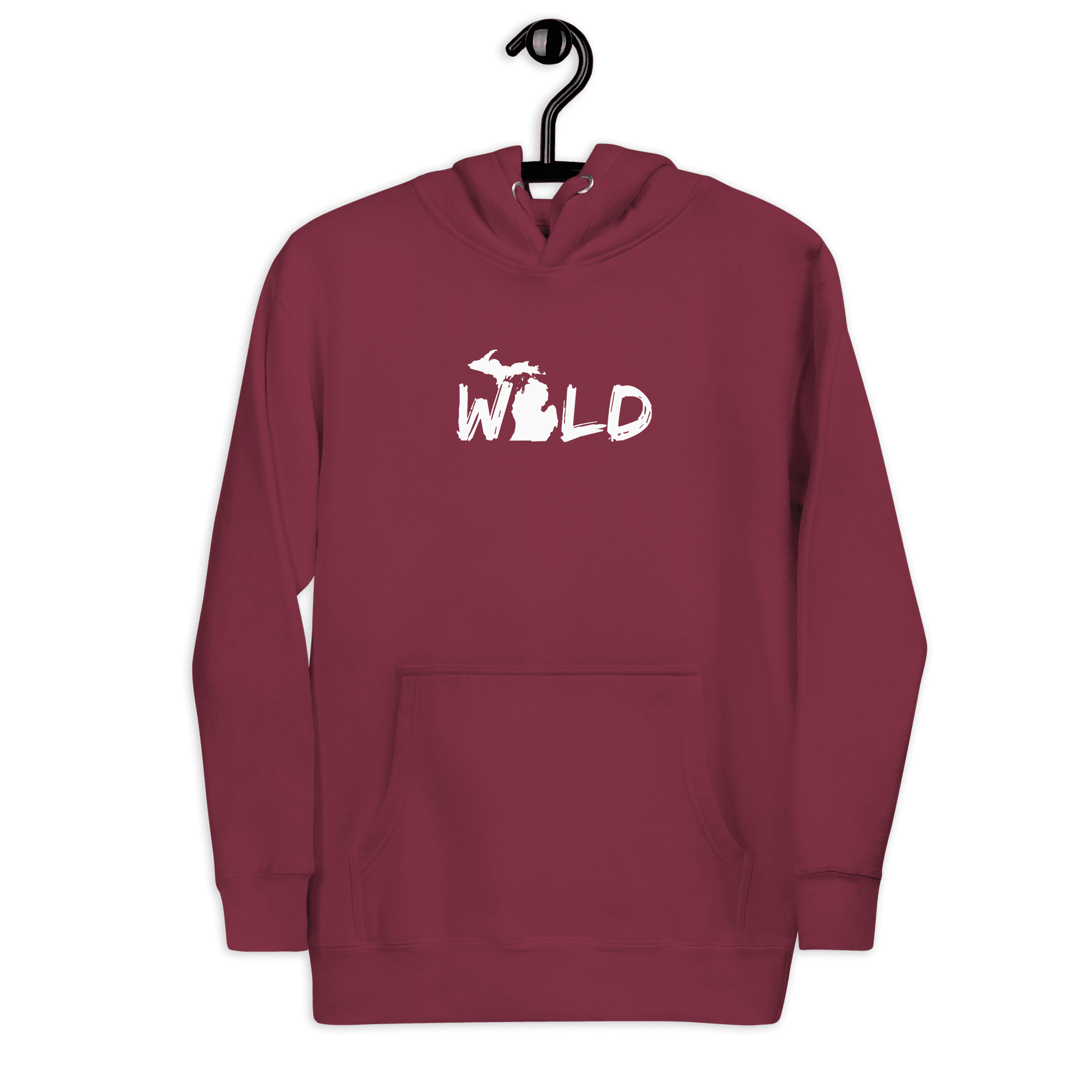 Michigan 'Wild' Hoodie (Paintbrush Font w/ MI Outline) | Unisex Premium - Circumspice Michigan