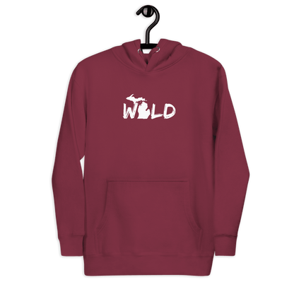 Michigan 'Wild' Hoodie (Paintbrush Font w/ MI Outline) | Unisex Premium - Circumspice Michigan