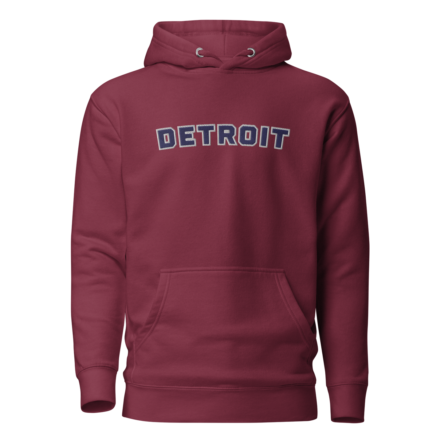 'Detroit' Unisex Premium Hoodie (Athletic Font) | Navy Embroidery