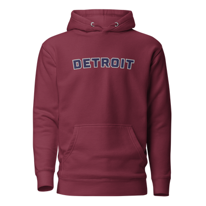 'Detroit' Unisex Premium Hoodie (Athletic Font) | Navy Embroidery