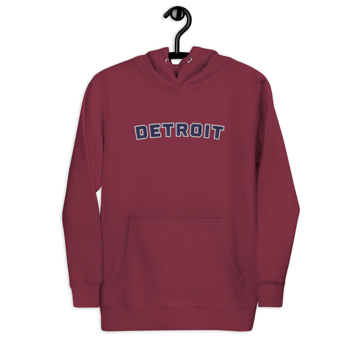 'Detroit' Unisex Premium Hoodie (Athletic Font) | Navy Embroidery