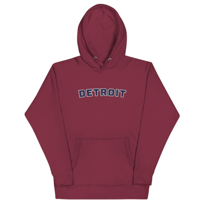 'Detroit' Unisex Premium Hoodie (Athletic Font) | Navy Embroidery