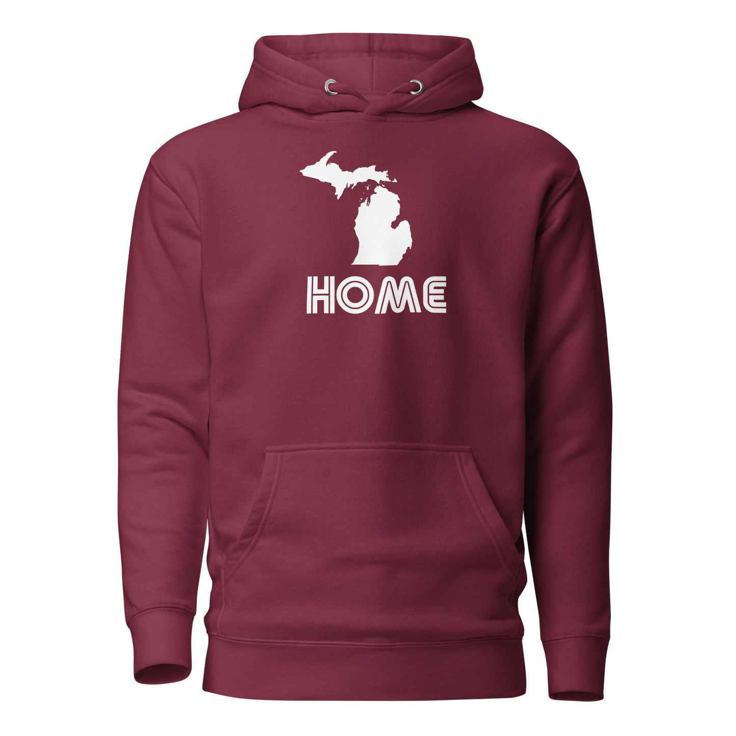 Michigan 'Home' Unisex Premium Hoodie (1970s Audiophile Font w/MI Outline)