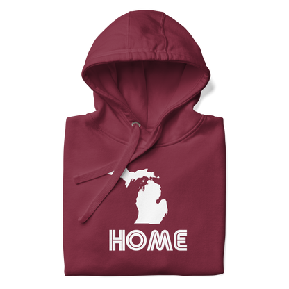 Michigan 'Home' Unisex Premium Hoodie (1970s Audiophile Font w/MI Outline)