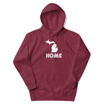 Michigan 'Home' Unisex Premium Hoodie (1970s Audiophile Font w/MI Outline)