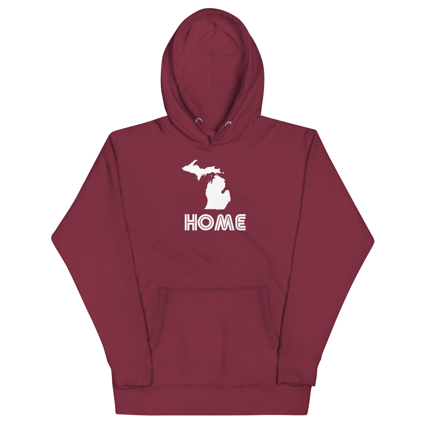 Michigan 'Home' Unisex Premium Hoodie (1970s Audiophile Font w/MI Outline)