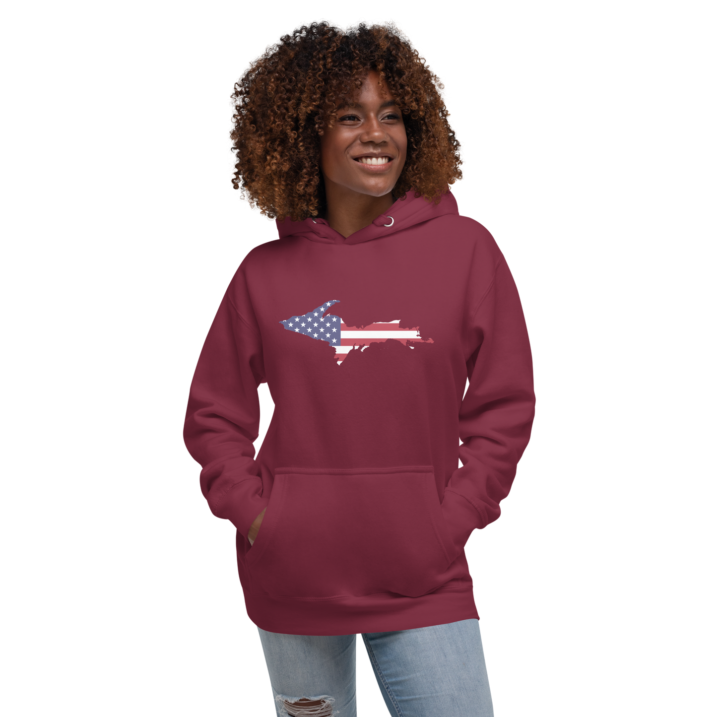 Michigan Upper Peninsula Hoodie (w/ UP USA Flag Outline) | Unisex Premium