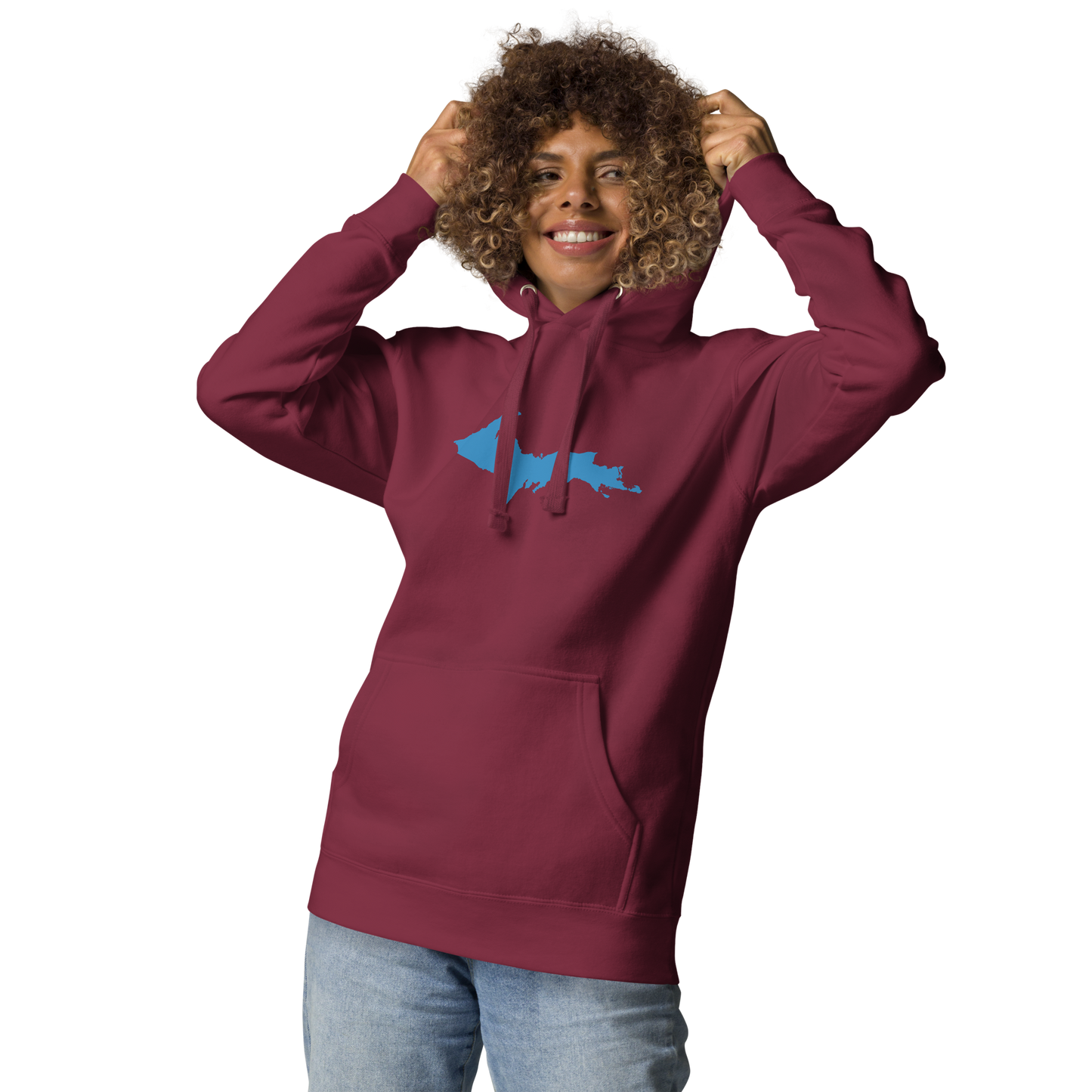 Michigan Upper Peninsula Hoodie (w/ Azure UP Outline) | Unisex Premium