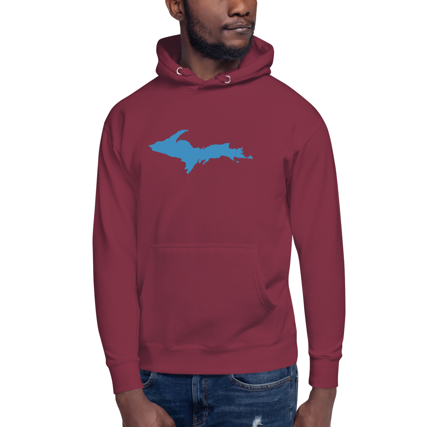 Michigan Upper Peninsula Hoodie (w/ Azure UP Outline) | Unisex Premium