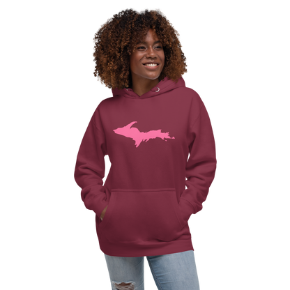 Michigan Upper Peninsula Hoodie (w/ Pink UP Outline) | Unisex Premium