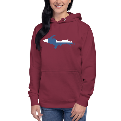 Michigan Upper Peninsula Hoodie (w/ UP Finland Flag Outline) | Unisex Premium