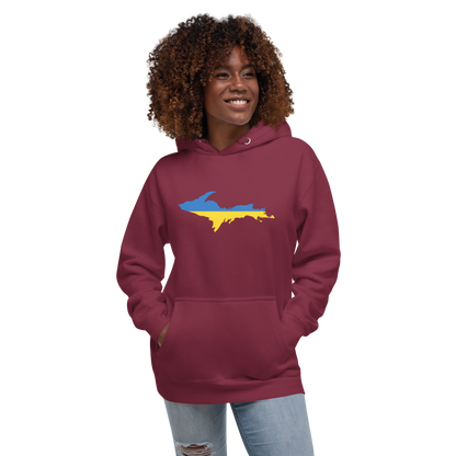 Michigan Upper Peninsula Hoodie (w/ UP Ukraine Flag Outline) | Unisex Premium