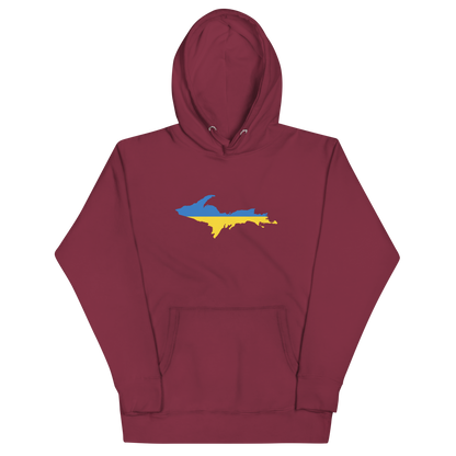 Michigan Upper Peninsula Hoodie (w/ UP Ukraine Flag Outline) | Unisex Premium