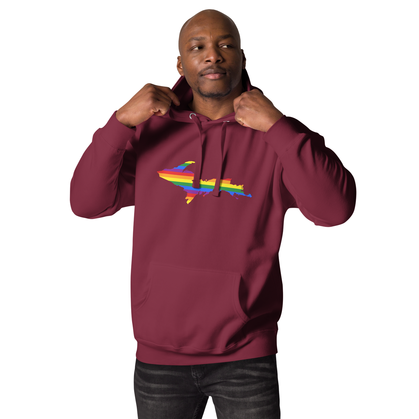 Michigan Upper Peninsula Hoodie (w/ UP Pride Flag Outline) | Unisex Premium