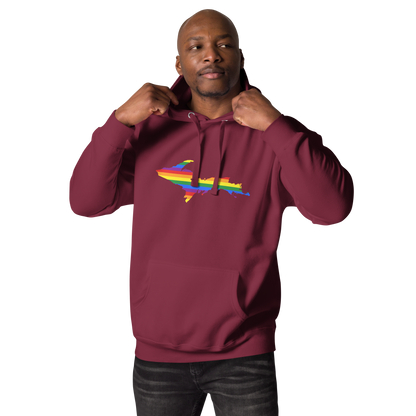 Michigan Upper Peninsula Hoodie (w/ UP Pride Flag Outline) | Unisex Premium