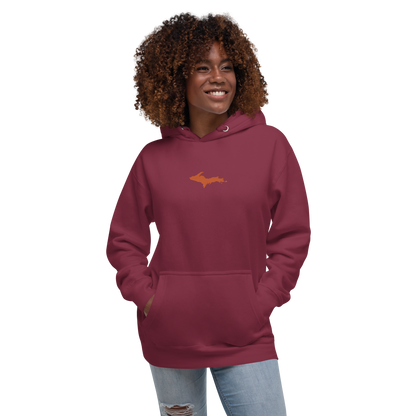 Michigan Upper Peninsula Hoodie (w/ Embroidered Orange UP Outline) | Unisex Premium