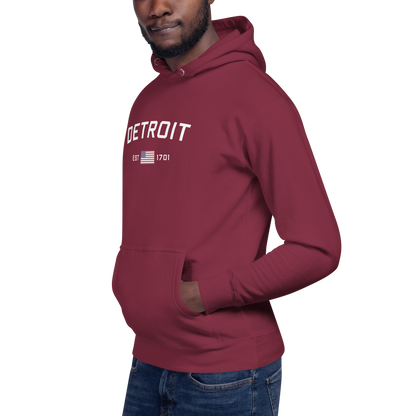 'Detroit EST 1701' Unisex Premium Hoodie (w/ United States Flag)