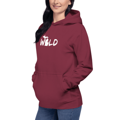 Michigan 'Wild' Hoodie (Paintbrush Font w/ MI Outline) | Unisex Premium - Circumspice Michigan