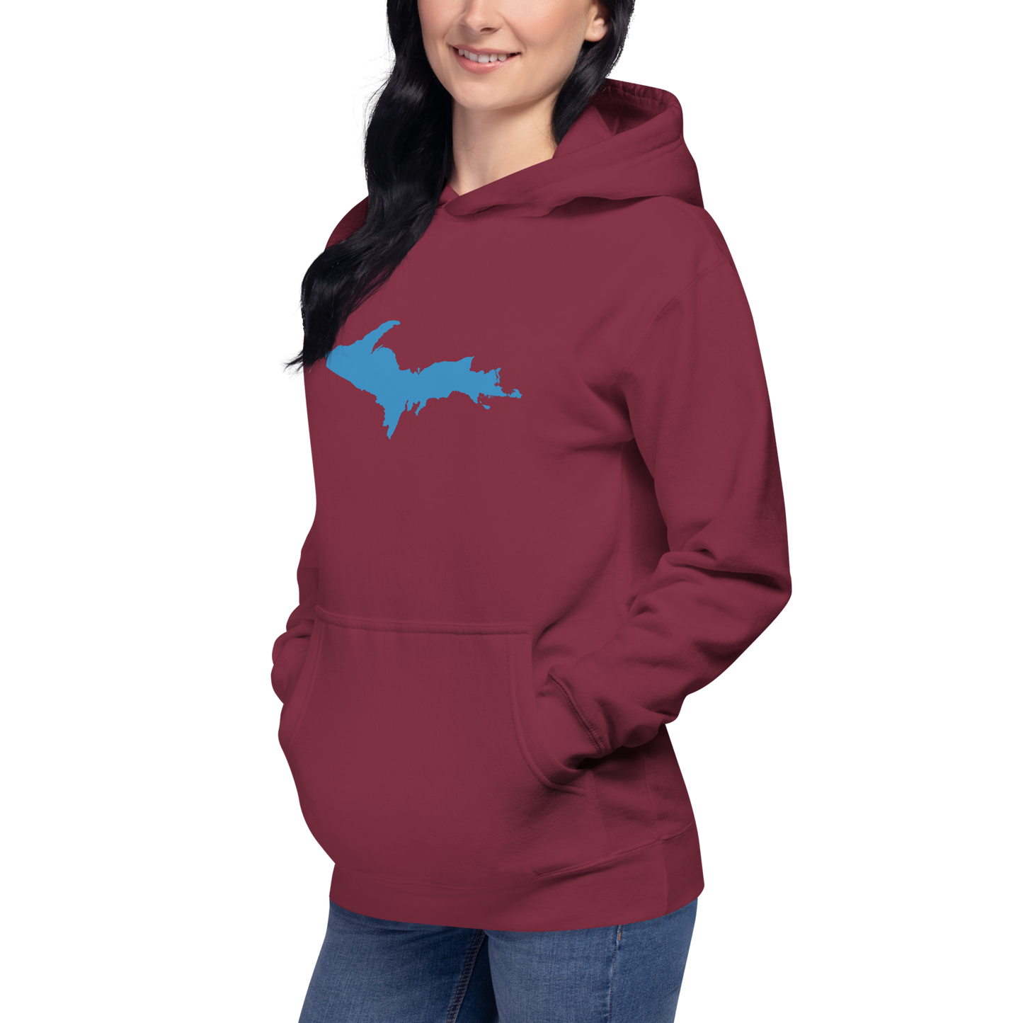 Michigan Upper Peninsula Hoodie (w/ Azure UP Outline) | Unisex Premium