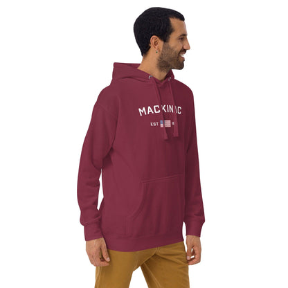 'Mackinac EST 1671' Hoodie (w/ USA Flag Outline) | Unisex Premium - Circumspice Michigan