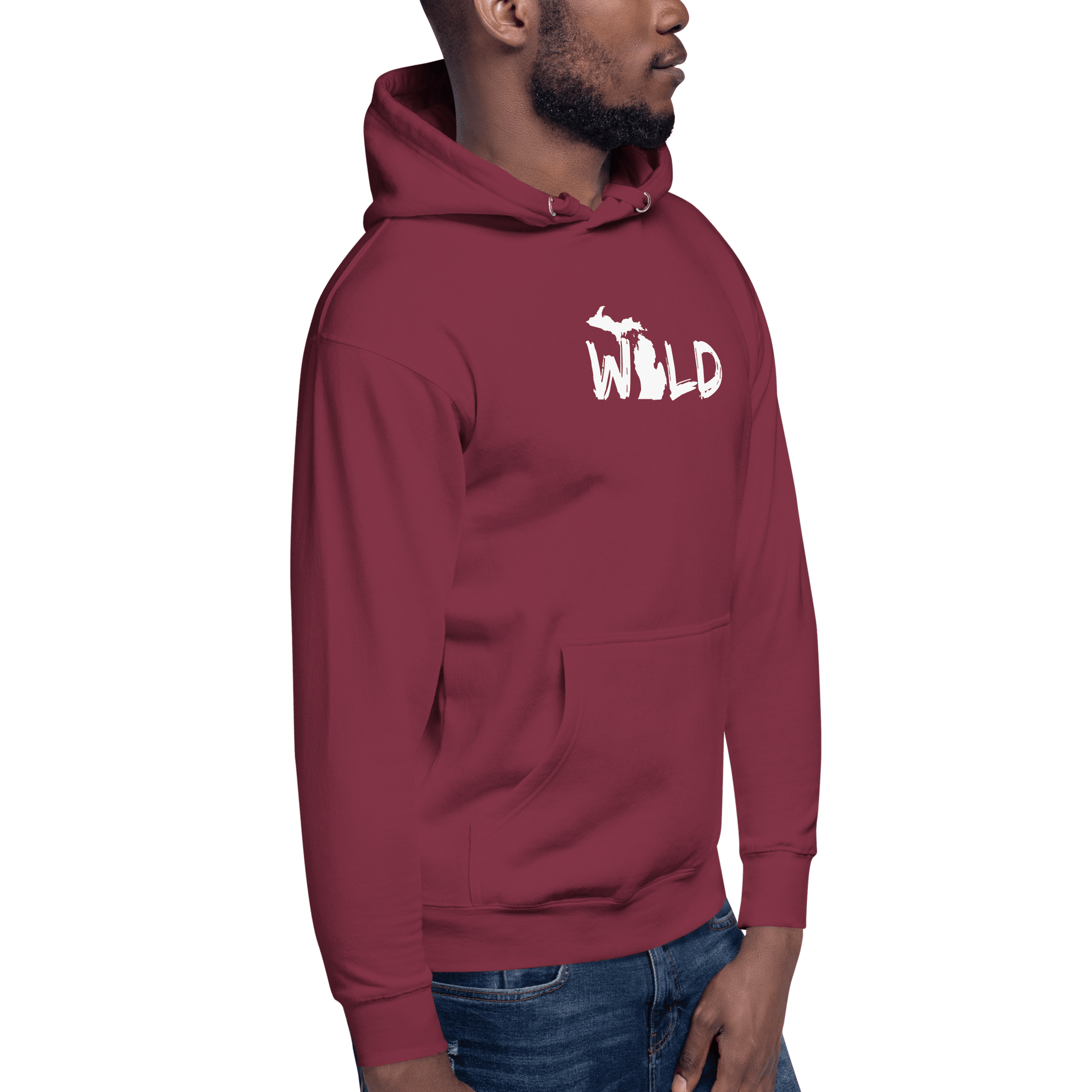 Michigan 'Wild' Hoodie (Paintbrush Font w/ MI Outline) | Unisex Premium - Circumspice Michigan