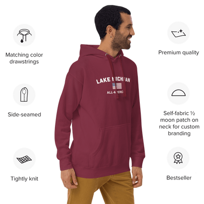 'Lake Michigan All American' Hoodie | Unisex Premium - Circumspice Michigan