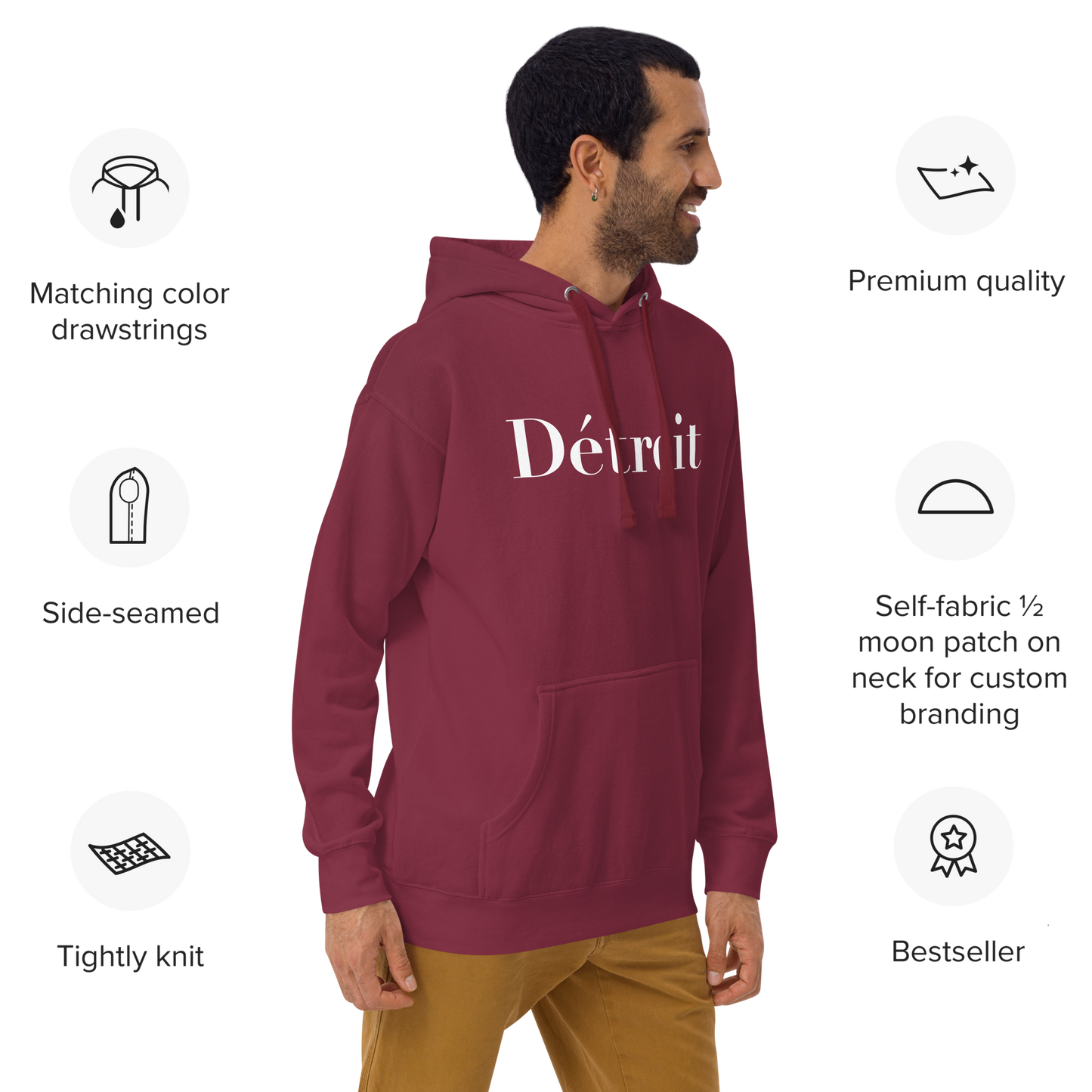 'Détroit' Unisex Premium Hoodie (Didot Font)