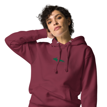 Michigan Upper Peninsula Hoodie (w/ Embroidered Green UP Outline) | Unisex Premium