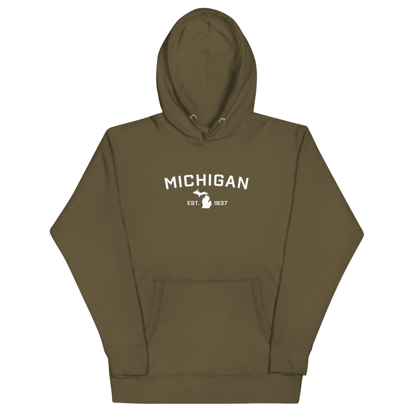 'Michigan EST 1837' Hoodie (w/ Michigan Outline) | Unisex Premium - Circumspice Michigan